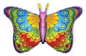 Фольгированный шар - Бабочка разноцветная - 32"
