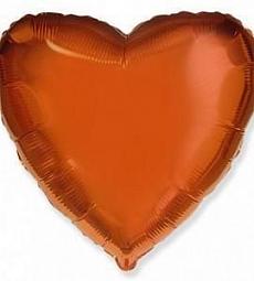 Шар - Оранжевое фольгированное сердце 18"