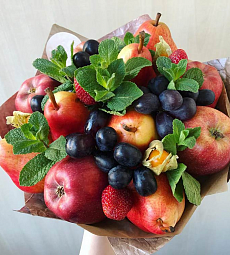 Букет из фруктов и цветов "Мятный"