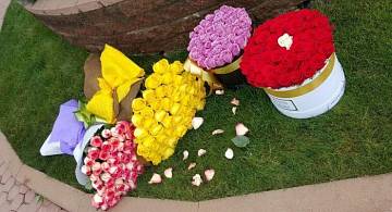 Красивое оформление цветов в коробке