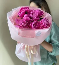 7 местных малиновых пионов