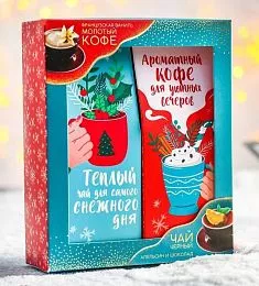 Подарочный набор «Кружки»: чай 100 г, кофе с ароматом французской ванили 100 г